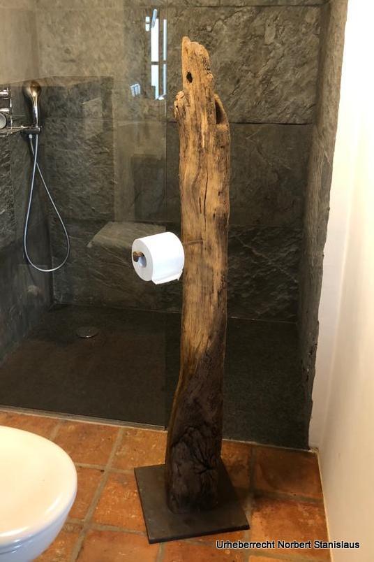 WC Toilettenpapierhalter aus Altholz - Eiche